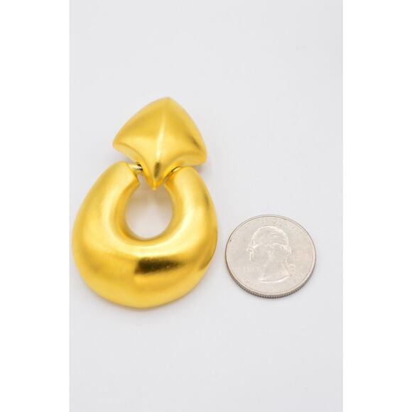 Givenchy Vintage Huge Clip On Earrings Brushed Gold Chunky Signed NOS 1980s BinX - Picture 12 of 12